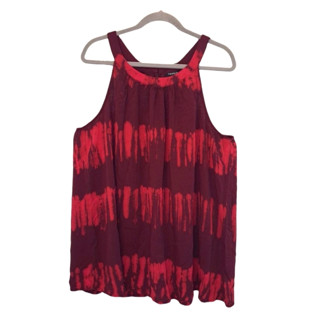Torrid Red and Burgundy Tie-Dye Tank Top